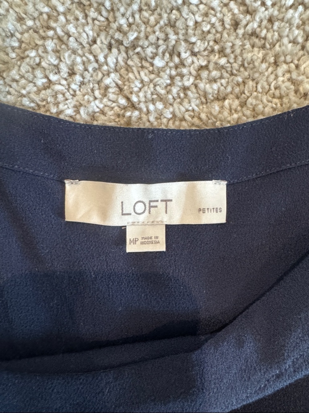 LOFT Navy Ruffle-Hem Square Neck Tank Top - Picture 2 of 4